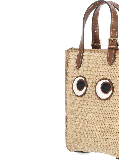 beige woven raffia design leather Anya Hindmarch | 189057Natural